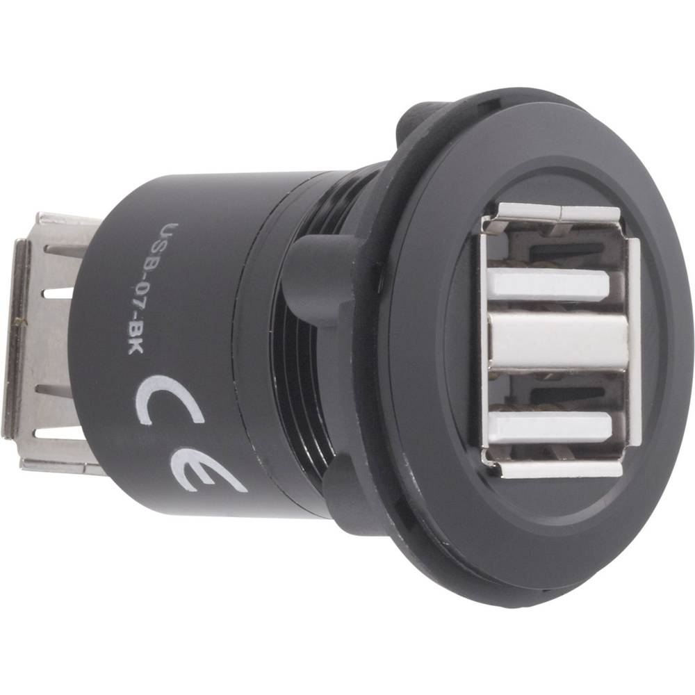 Dvojitý USB vestavný konektor TRU COMPONENTS N/A 1229323, černá, 1 ks