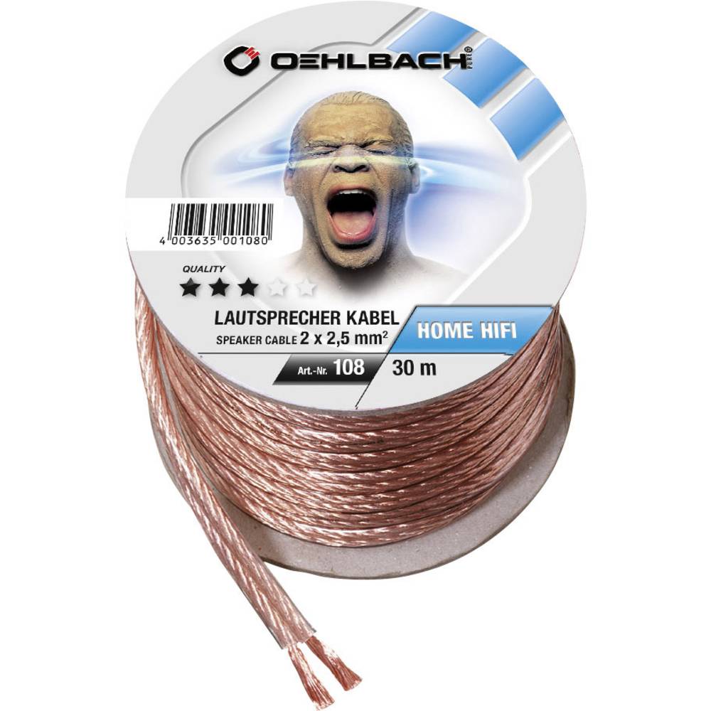 Oehlbach 108 reproduktorový kabel 2 x 2.50 mm² transparentní 30 m