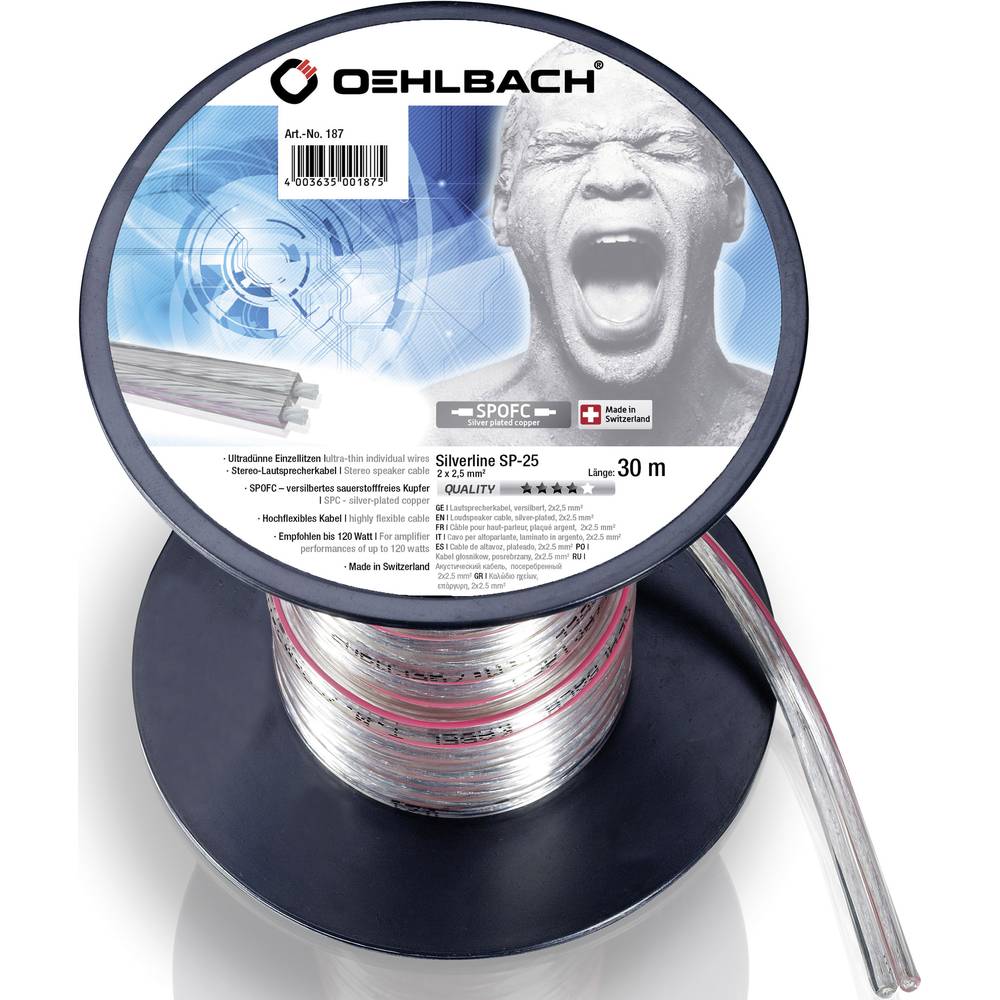 Oehlbach 187 reproduktorový kabel 2 x 2.50 mm² transparentní 30 m