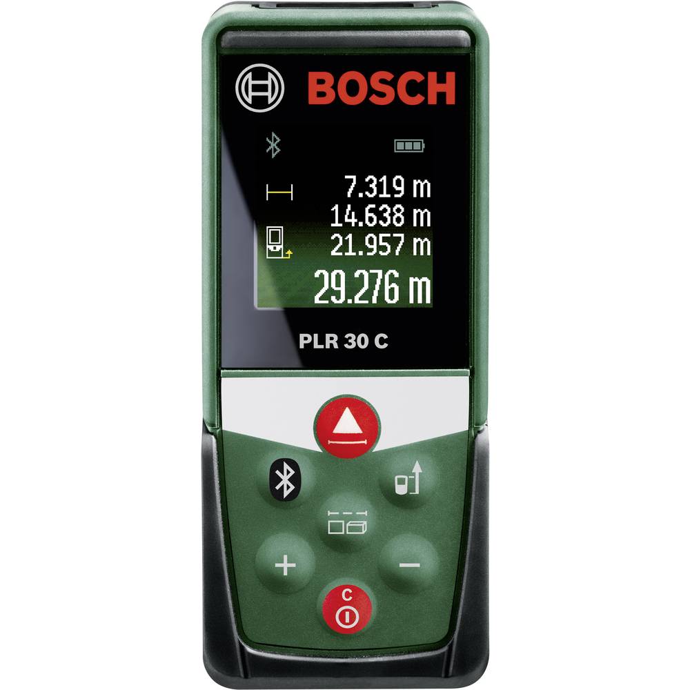 Bosch Home and Garden PLR 30 C laserový měřič vzdálenosti Kalibrováno dle (ISO) Bluetooth, dokumentární aplikace Rozsah