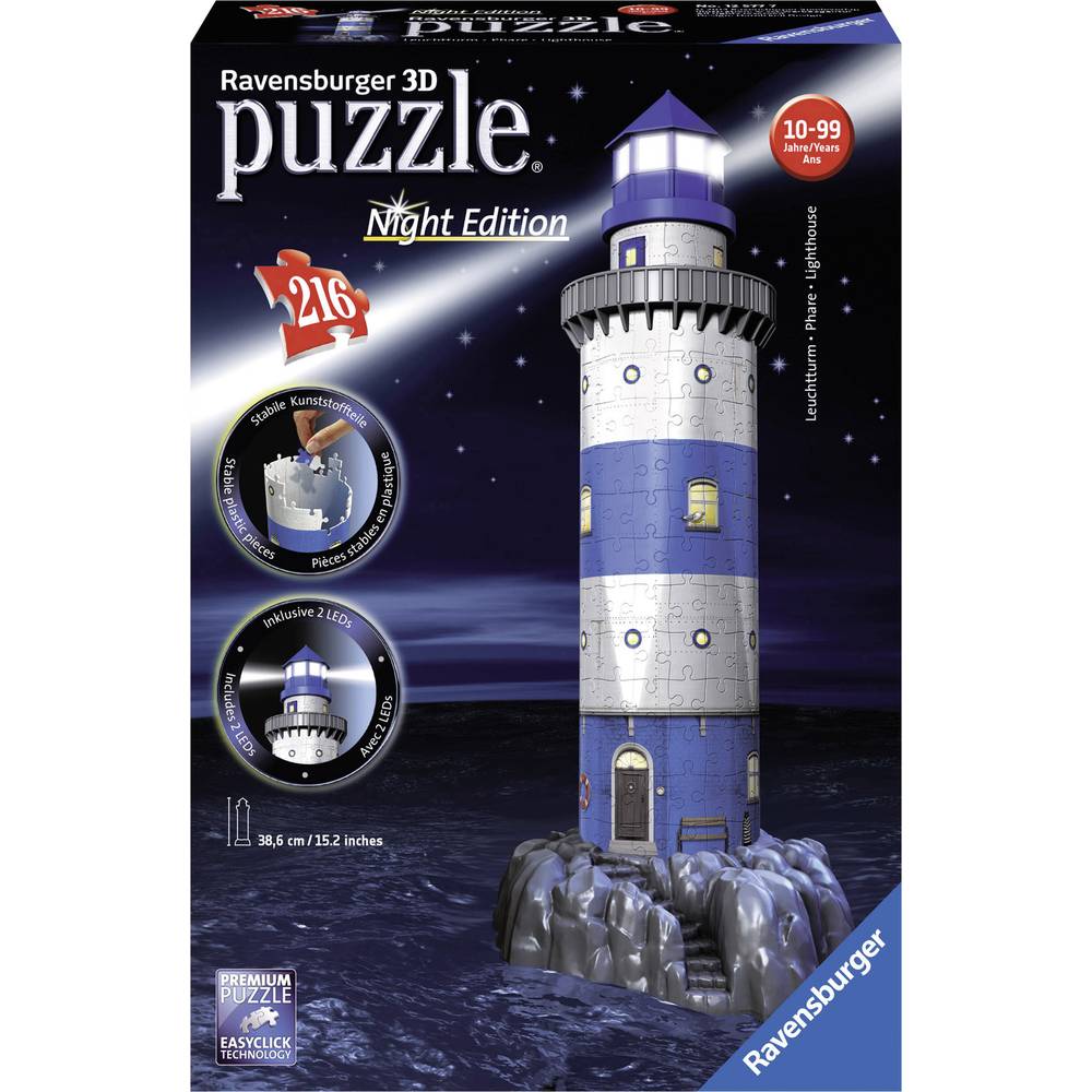 Ravensburger 3D Puzzle 12577 Leuchtturm bei Nacht 1 ks