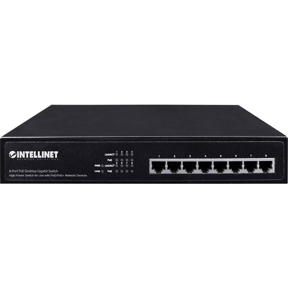 Intellinet 560641 síťový switch, 8 portů, 1 GBit/s, funkce PoE
