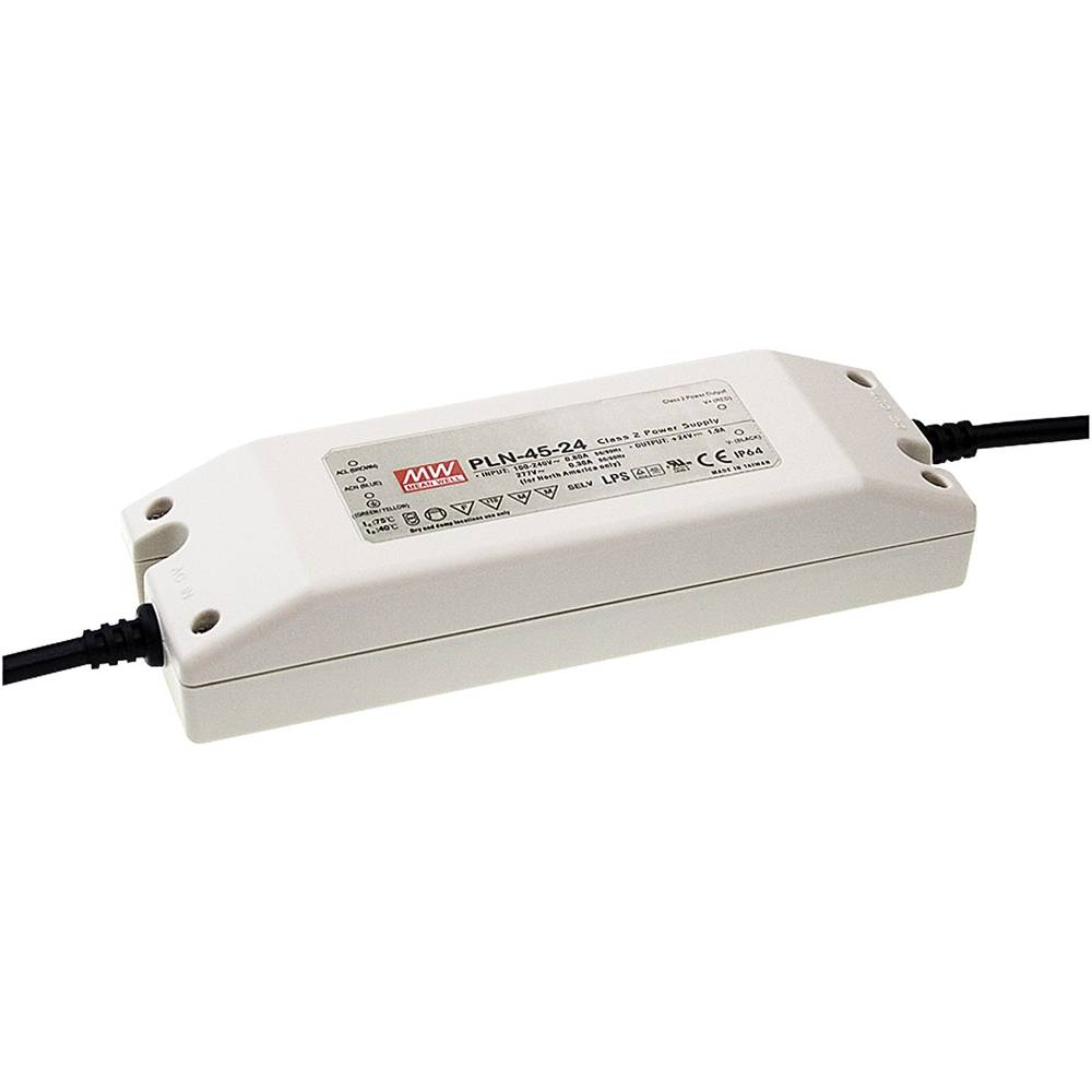 Mean Well PLN-45-24 LED driver, napájecí zdroj pro LED konstantní napětí, konstantní proud 45 W 1.9 A 18 - 24 V/DC PFC s