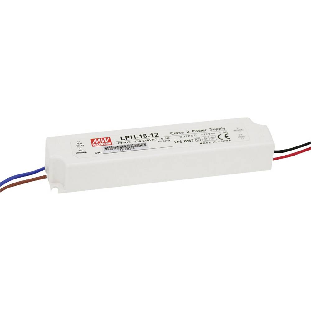 Mean Well LPH-18-24 LED driver, napájecí zdroj pro LED konstantní napětí, konstantní proud 18 W 0 - 0.75 A 24 V/DC bez m