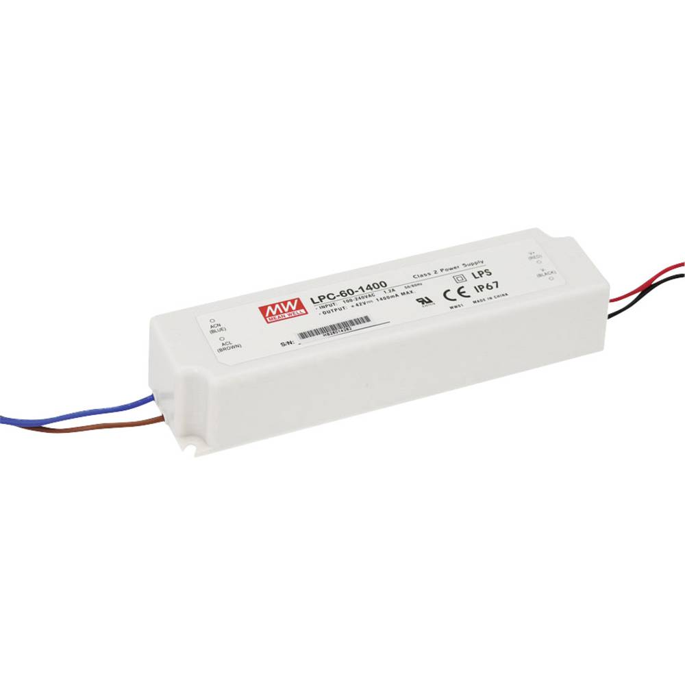 Mean Well LPC-60-1050 LED driver konstantní proud 50.4 W 1.05 A 9 - 48 V/DC bez možnosti stmívání, ochrana proti přepětí