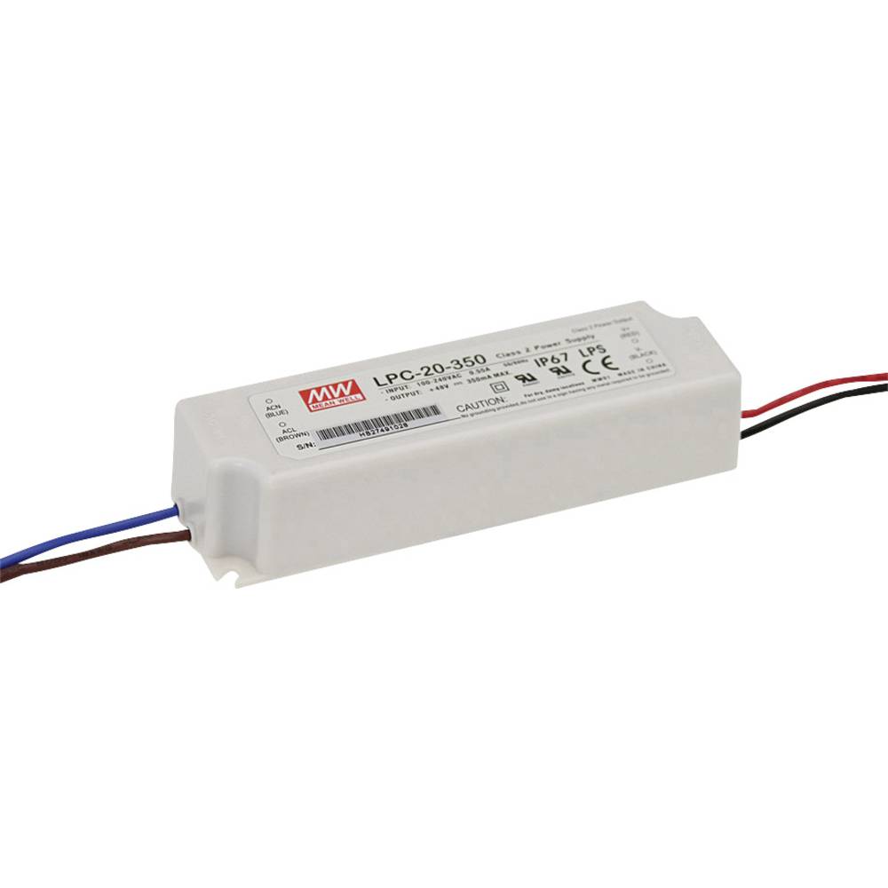 Mean Well LPC-20-350 LED driver konstantní proud 16.8 W 0.35 A 9 - 48 V/DC bez možnosti stmívání, ochrana proti přepětí