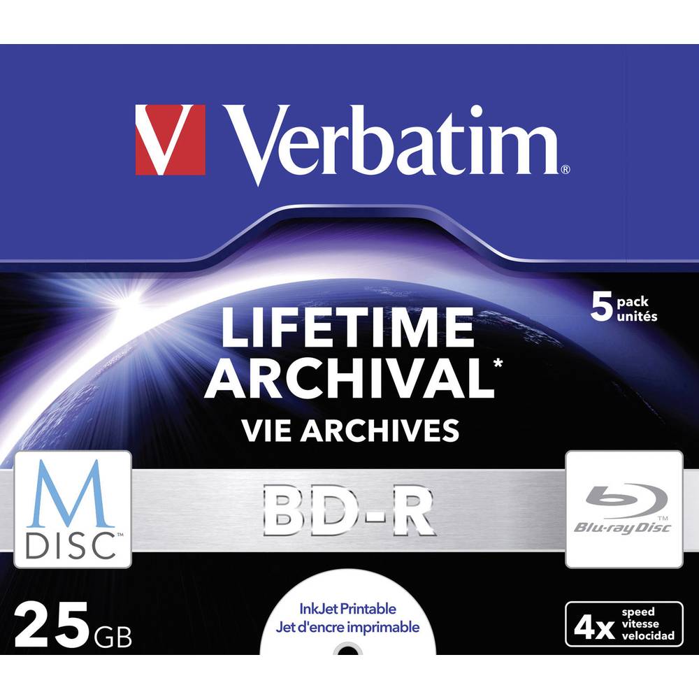 Verbatim 43823 M-DISC Blu-ray XL Rohling 25 GB 5 ks Jewelcase s potiskem