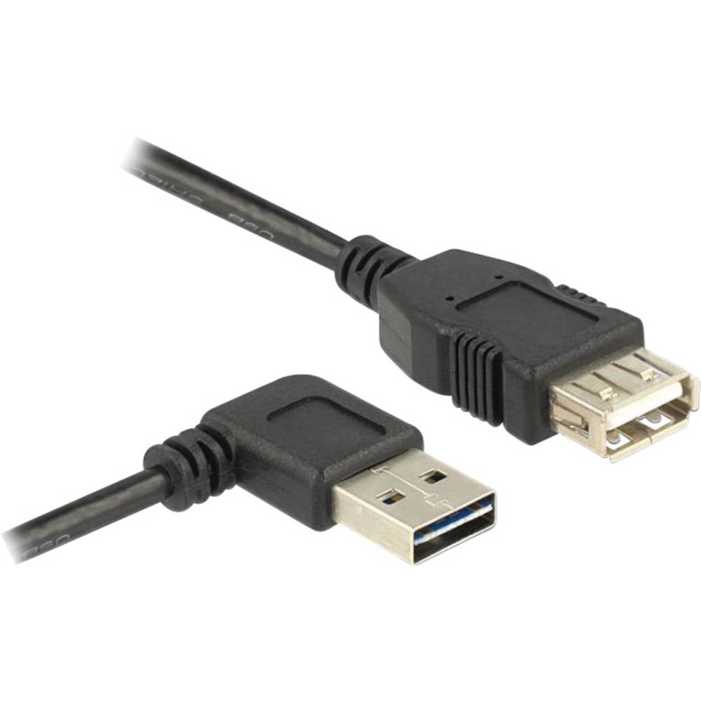 USB 2.0 prodlužovací kabel plochý zahnutý [1x USB 2.0 zástrčka A - 1x USB 2.0 zásuvka A] 1.00 m černá oboustranně zapoji