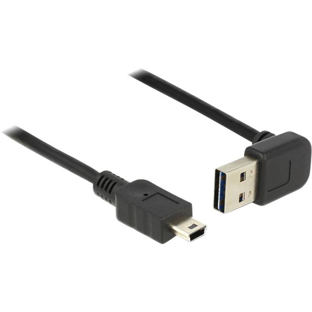 Delock USB kabel USB 2.0 USB-A zástrčka, USB Mini-B zástrčka 2.00 m černá oboustranně zapojitelná zástrčka, pozlacené ko
