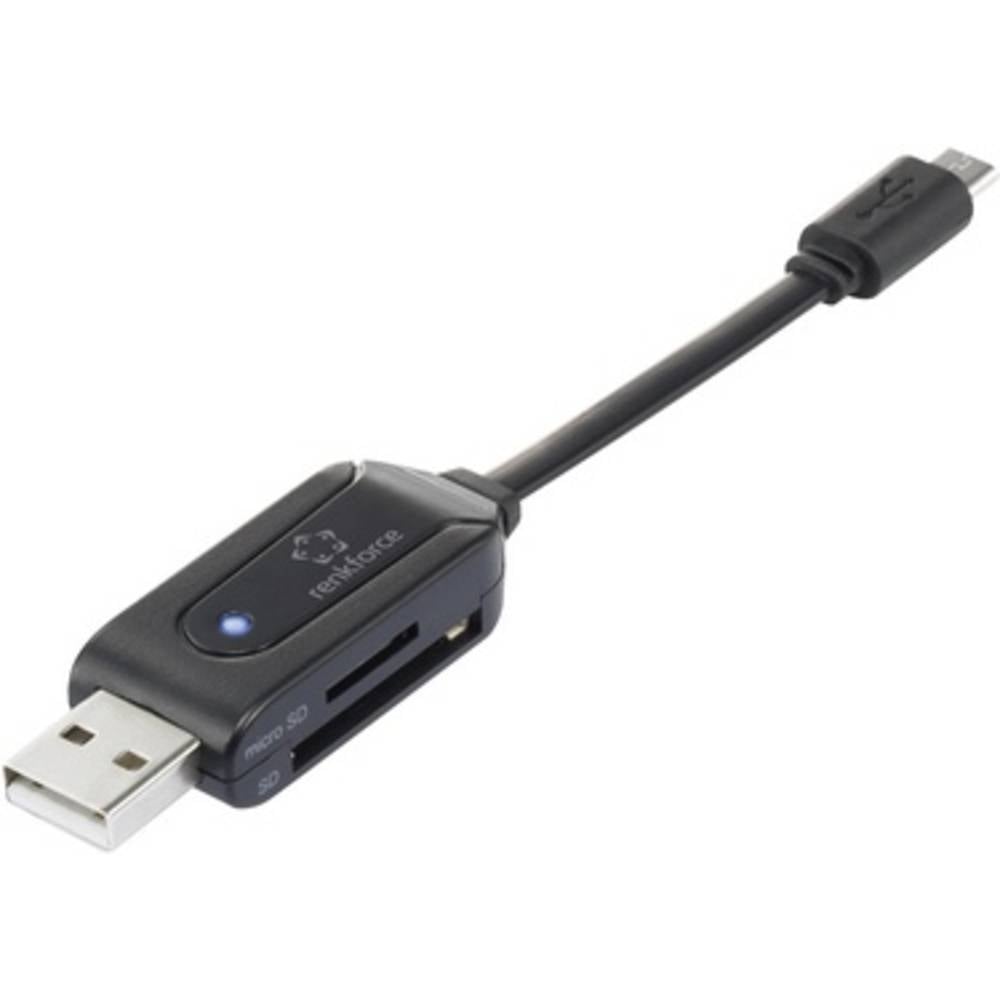 Renkforce externí čtečka paměťových karet USB 2.0, microUSB 2.0 černá