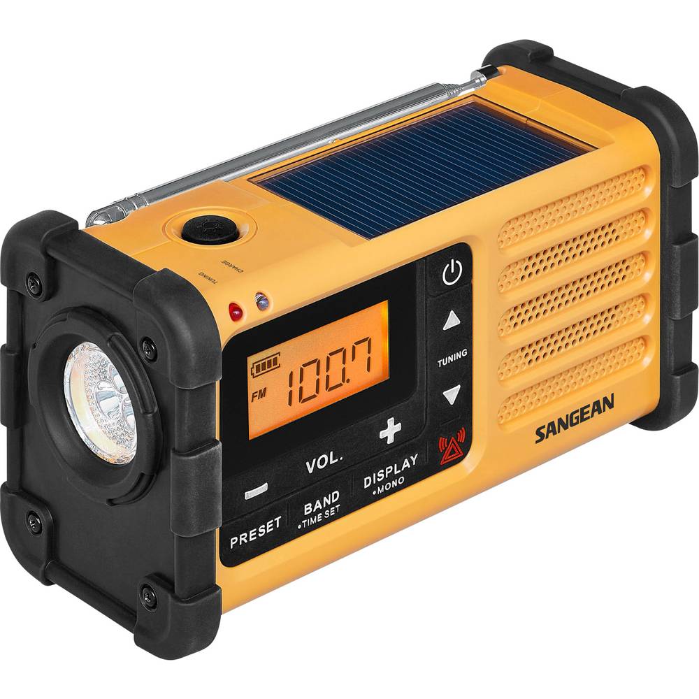 Sangean MMR-88 outdoorové rádio FM, AM nouzové rádio s USB nabíječkou, stolní lampa, s akumulátorem, Ruční klika, Solárn