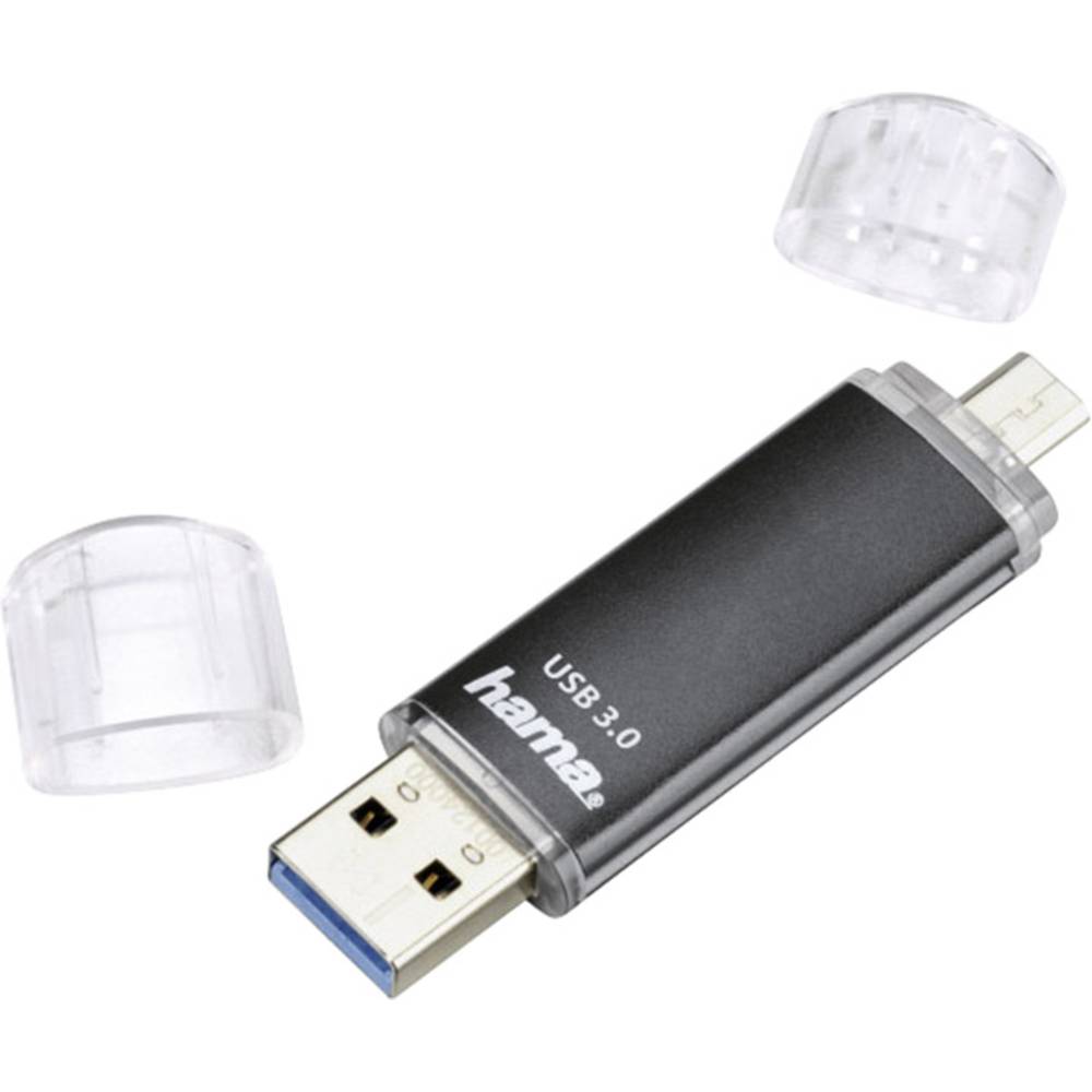 Hama FlashPen Laeta Twin USB paměť pro smartphony/tablety černá 128 GB USB 3.2 Gen 1 (USB 3.0), microUSB 2.0