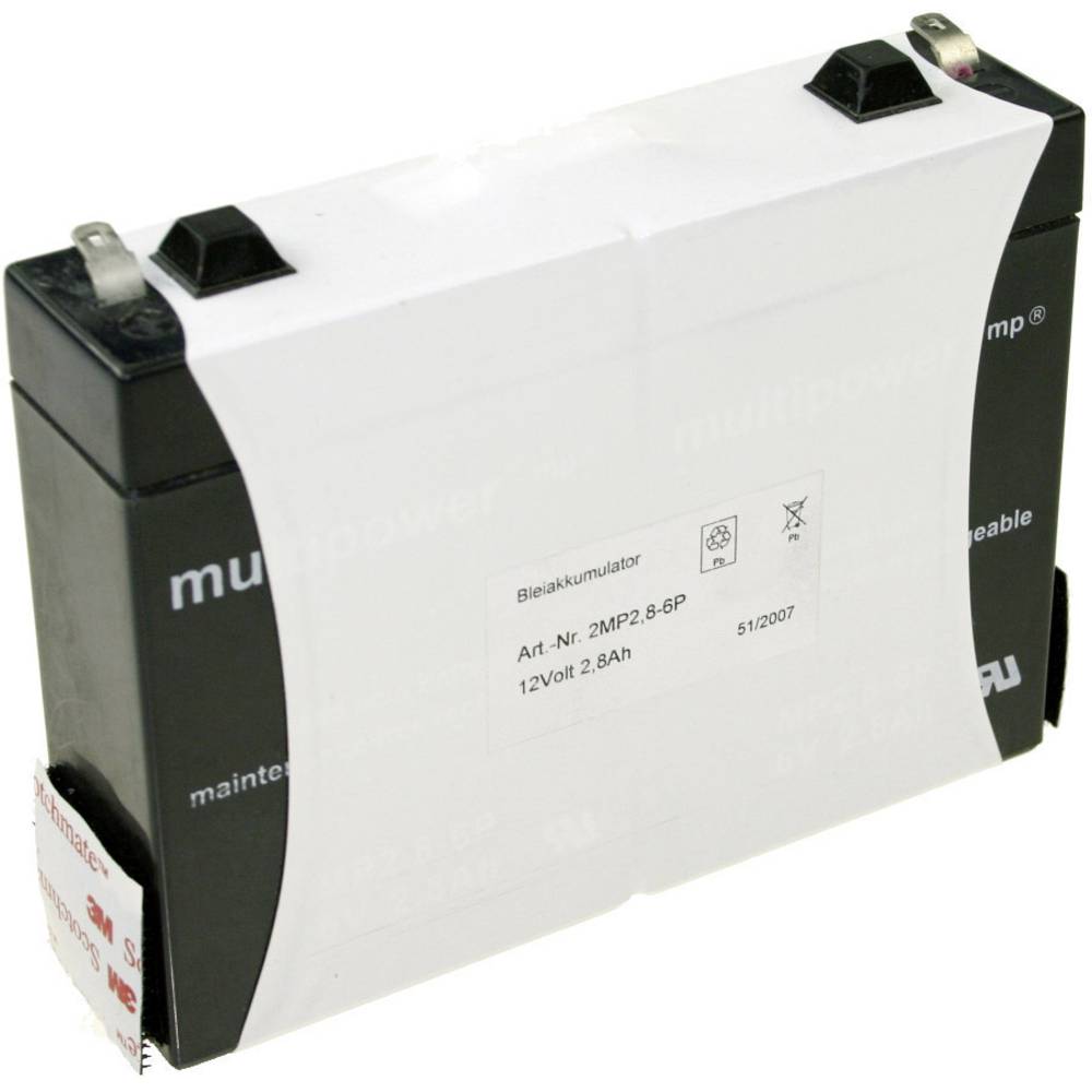 multipower MP2,8-12 MP2,8-12 olověný akumulátor 12 V 2.8 Ah olověný se skelným rounem (š x v x h) 132 x 104 x 33 mm ploc