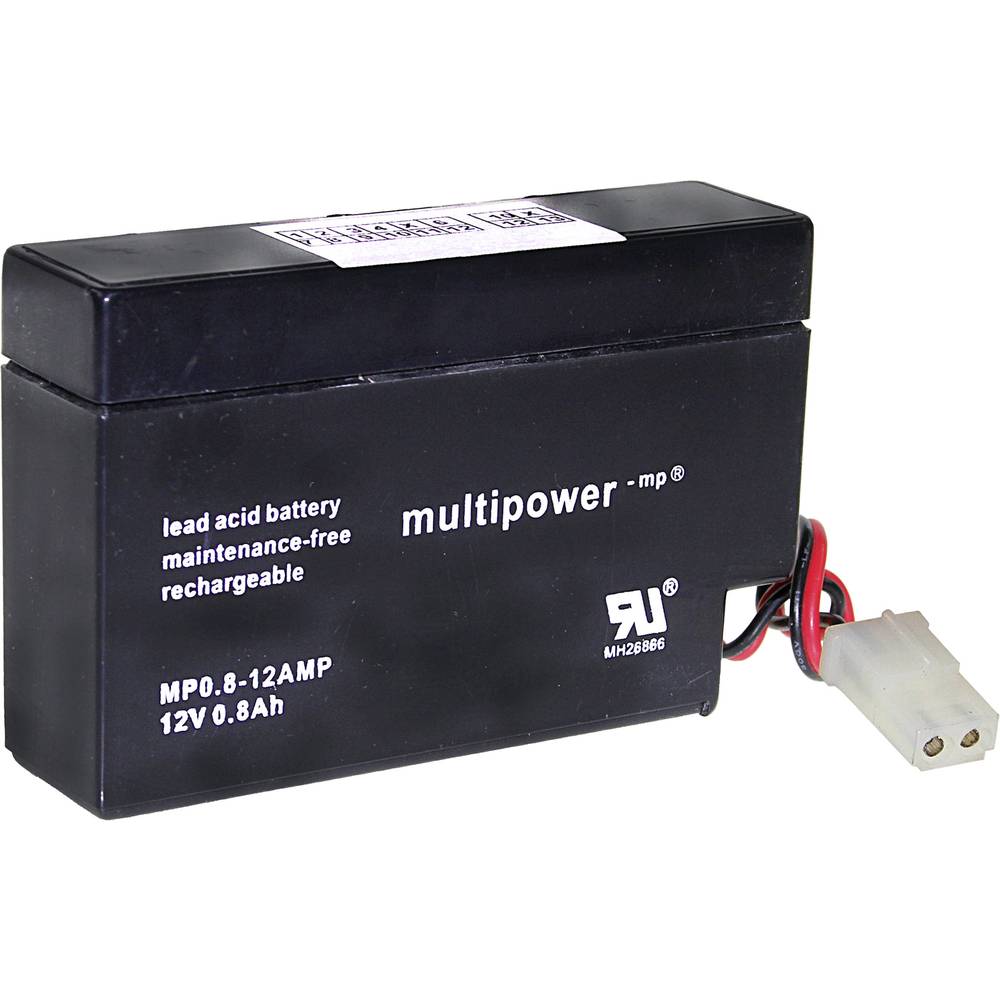 multipower MP0,8-12-AMP A9709 olověný akumulátor 12 V 0.8 Ah olověný se skelným rounem (š x v x h) 96 x 62 x 25 mm zásuv