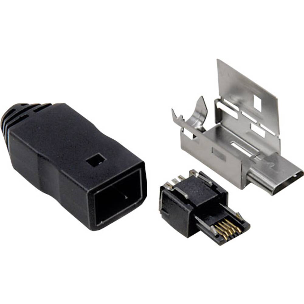Micro USB B konektor s připevňovacím klipem zástrčka, rovná TC-2524007 TRU COMPONENTS Množství: 100 ks