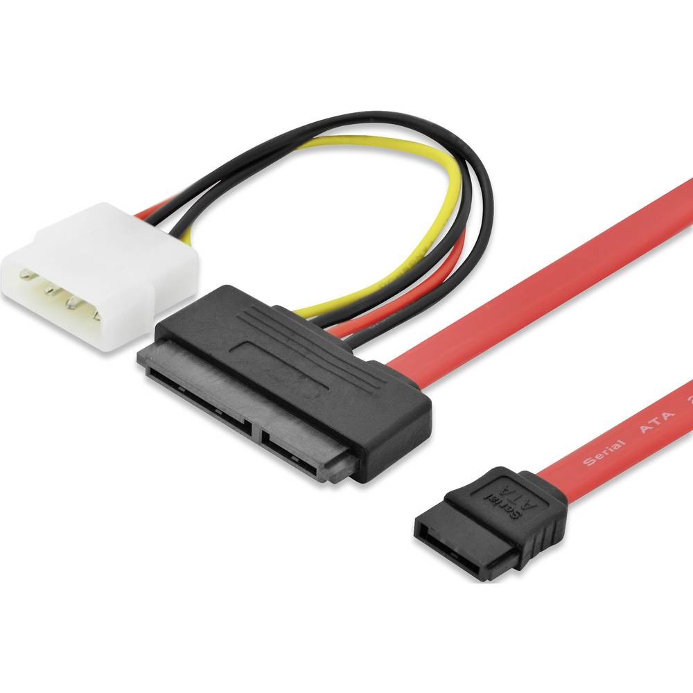 ednet pevný disk kabel [1x kombinovaná SATA zástrčka 15+7-pólová - 1x SATA zástrčka 7-pólová, IDE proudová zástrčka 4pólová] 0.50 m červená