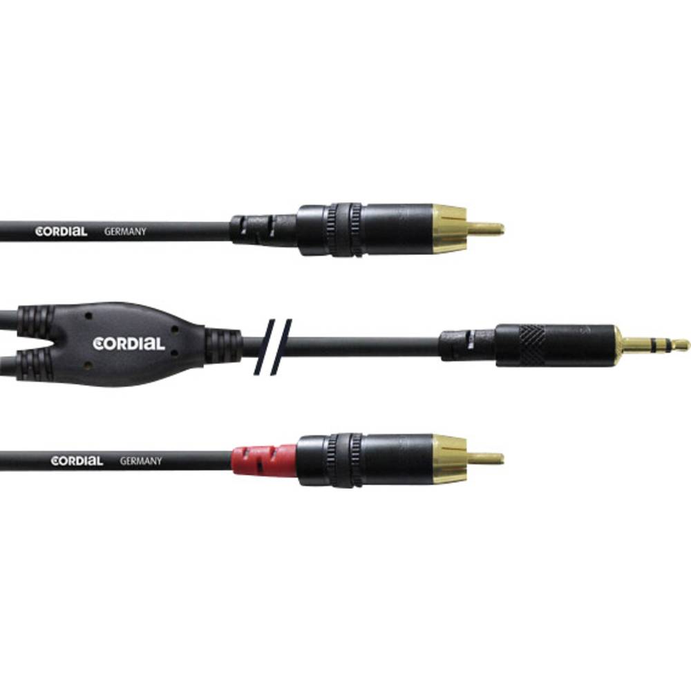 Cordial audio kabelový adaptér [1x jack zástrčka 3,5 mm - 2x cinch zástrčka] 0.90 m černá