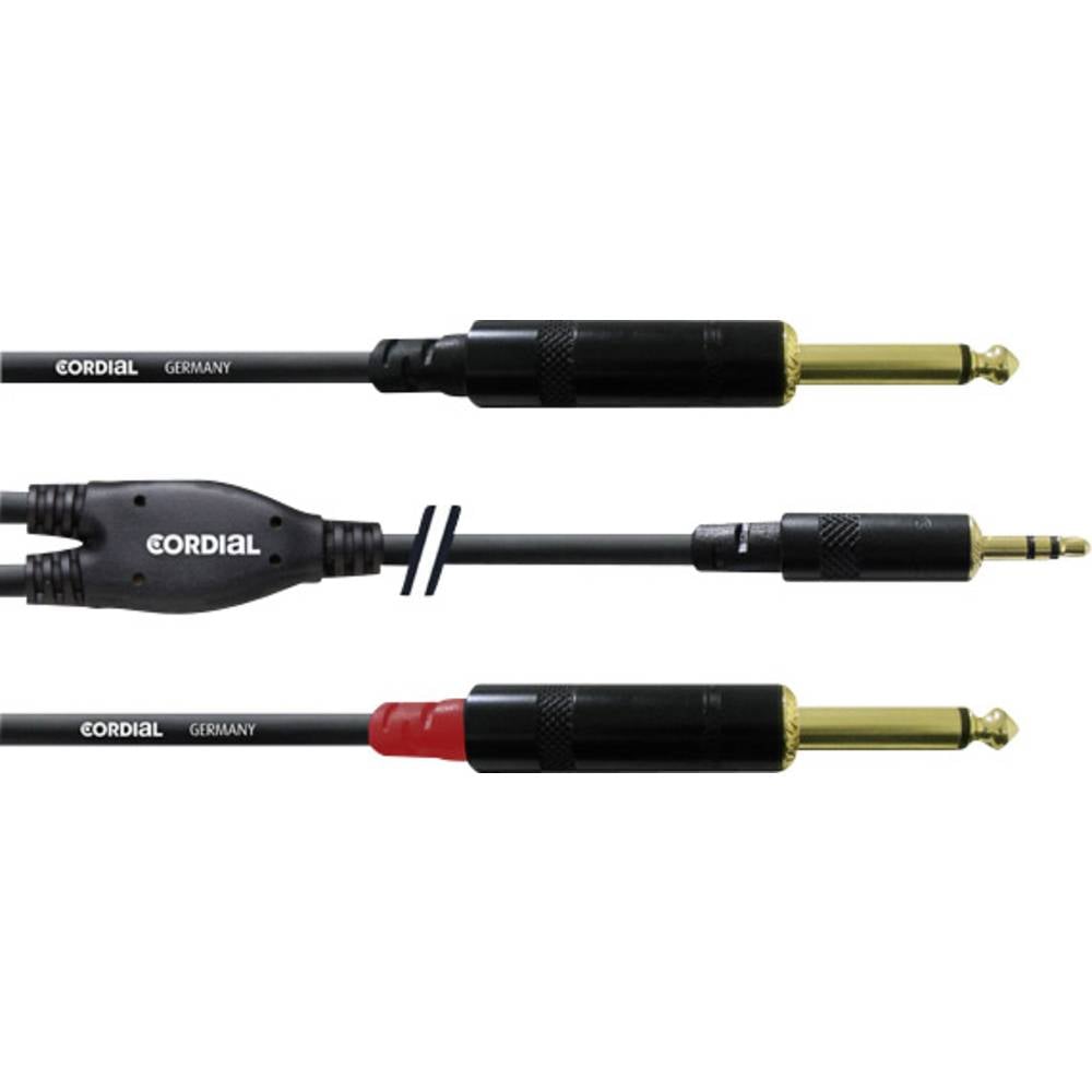 Cordial audio kabelový adaptér [1x jack zástrčka 3,5 mm - 2x jack zástrčka 6,3 mm] 6.00 m černá