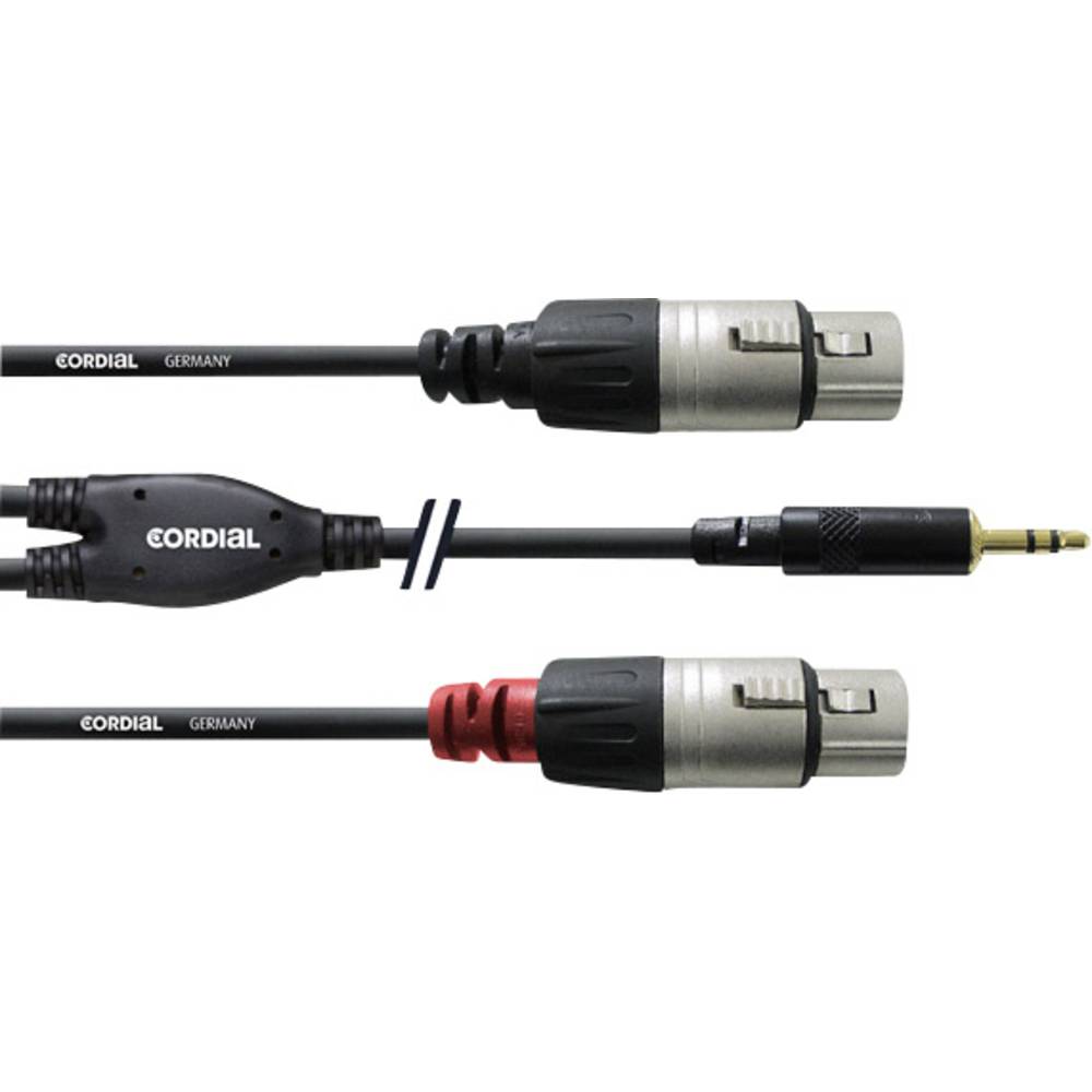 Cordial audio kabelový adaptér [1x jack zástrčka 3,5 mm - 2x XLR zásuvka] 1.80 m černá