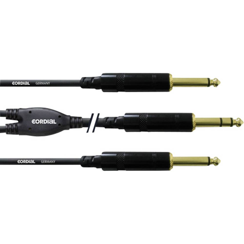 Cordial audio Y kabel [1x jack zástrčka 6,3 mm - 2x jack zástrčka 6,3 mm] 1.50 m černá