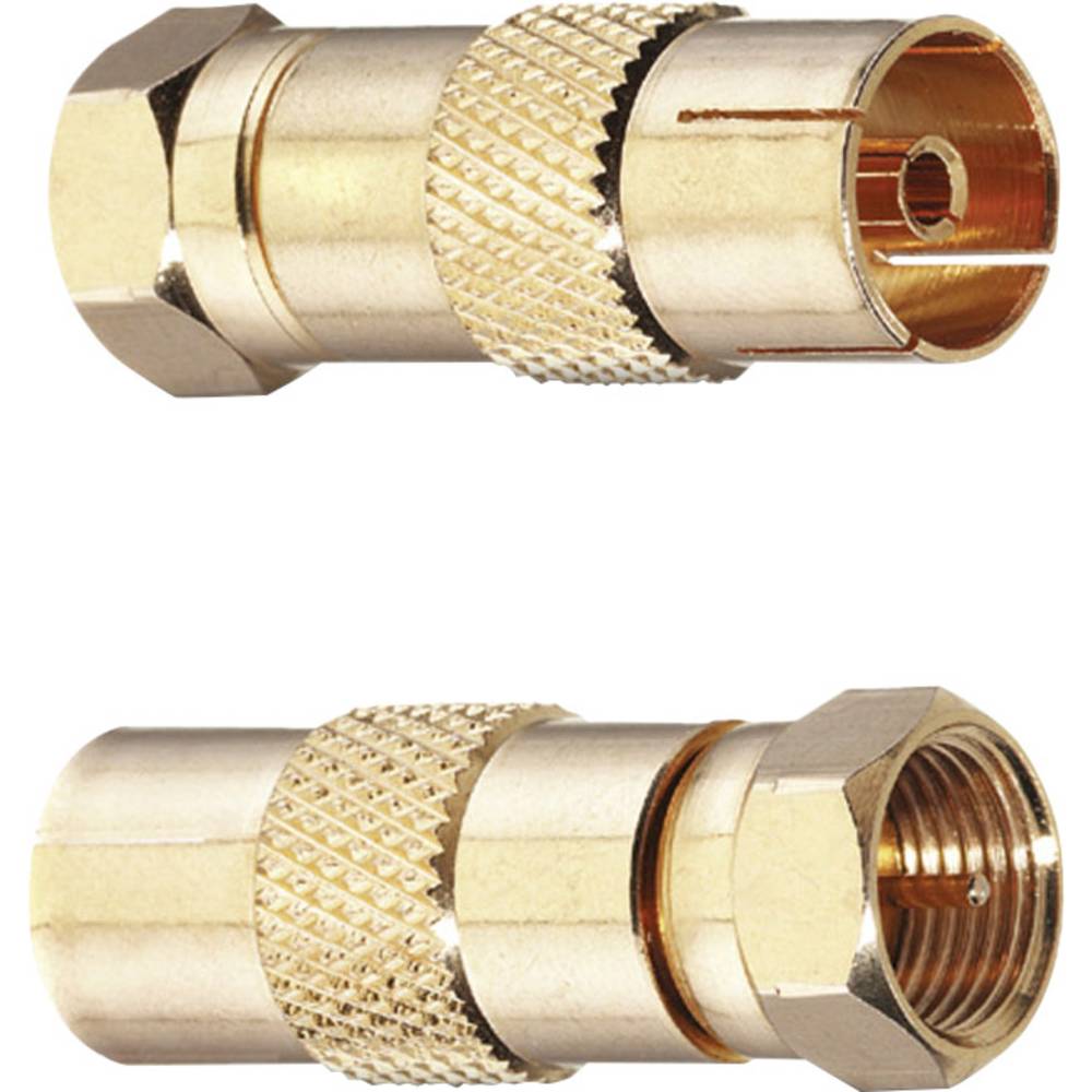 Oehlbach 4402 F adaptér na koaxiální kabel Pozlacený Připojení kabelu: F zástrčka, IEC zásuvka na koaxiální kabel 2 ks