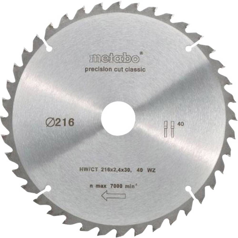 Metabo precision cut wood - classic 628060000 pilový kotouč 216 x 30 x 1.8 mm Počet zubů (na palec): 40 1 ks