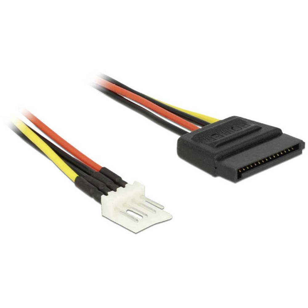 Delock napájecí kabel [1x proudová SATA zástrčka 15pólová - 1x floppy zástrčka 4pólová] 0.15 m černá, červená, žlutá