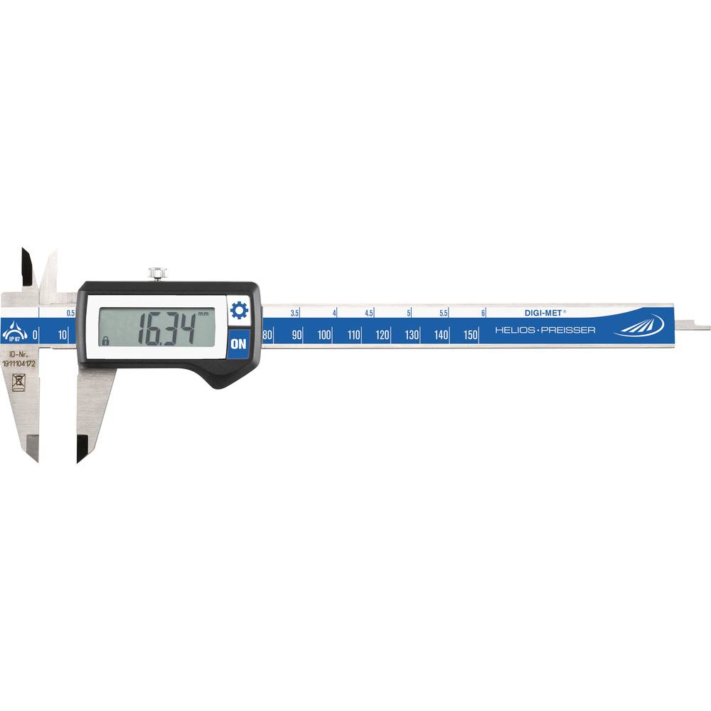 HELIOS PREISSER digitální posuvné měřítko Kalibrováno dle (ISO) 150 mm IP67