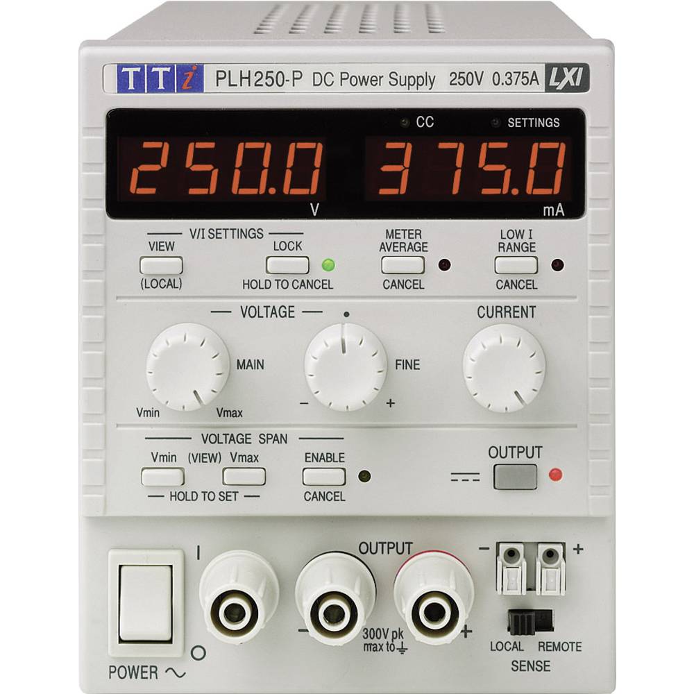 Aim TTi PLH250-P laboratorní zdroj s nastavitelným napětím, 0 - 250 V, 0 - 0.375 A, 94 W, výstup 1 x, 51180-2200