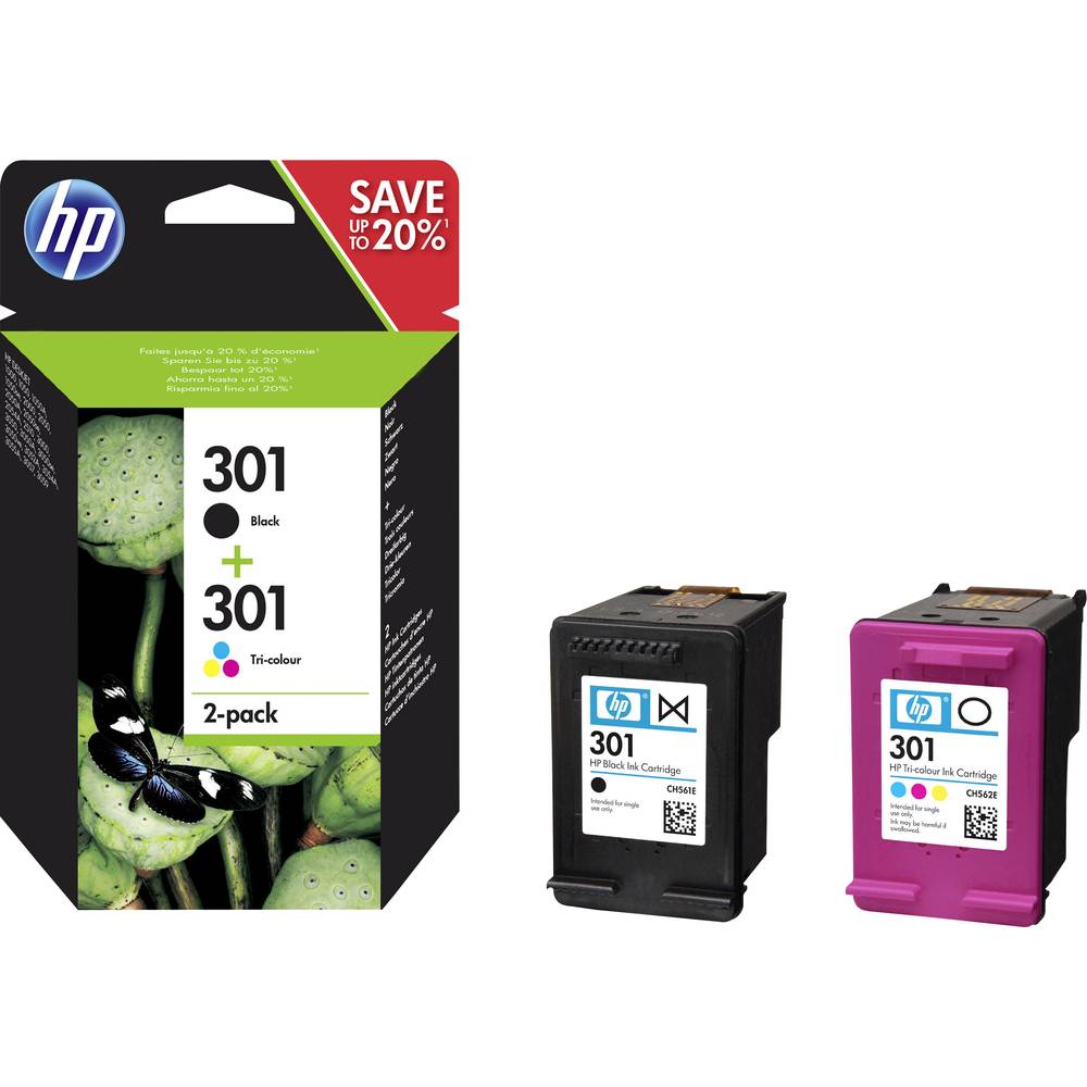 HP 301 Inkoustová kazeta kombinované balení originál černá, azurová, purppurová, žlutá N9J72AE sada náplní do tiskárny
