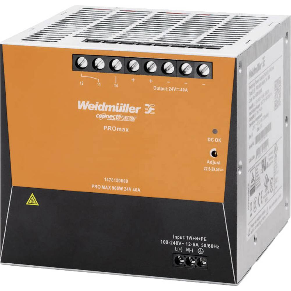Weidmüller PRO MAX 960W 24V 40A síťový zdroj na DIN lištu, 24 V/DC, 40 A, 960 W
