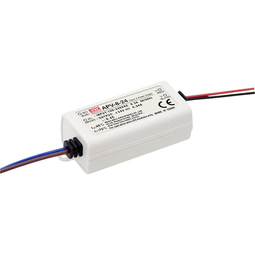 Mean Well APV-8-24 napájecí zdroj pro LED konstantní napětí 8 W 0 - 0.34 A 24 V/DC bez možnosti stmívání, ochrana proti