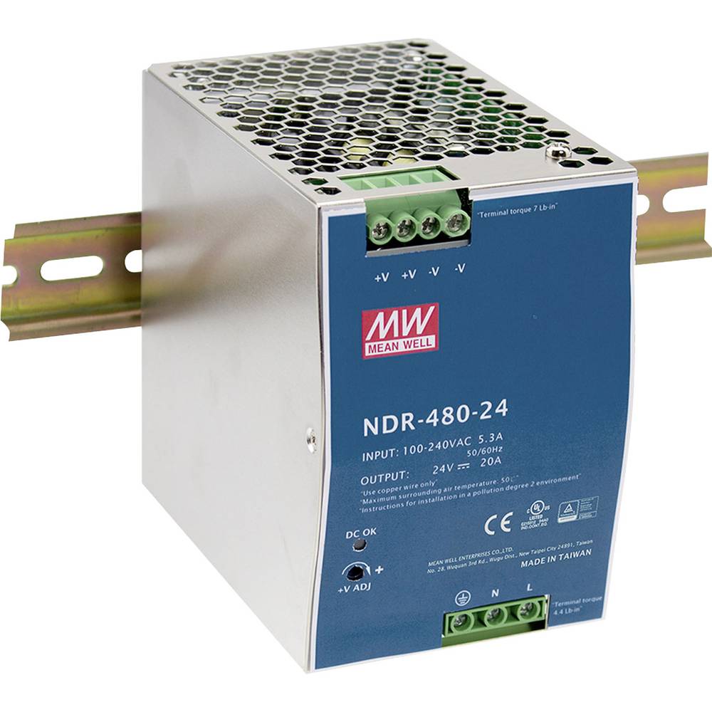 Mean Well NDR-480-48 síťový zdroj na DIN lištu, 480 W, výstupy 1 x