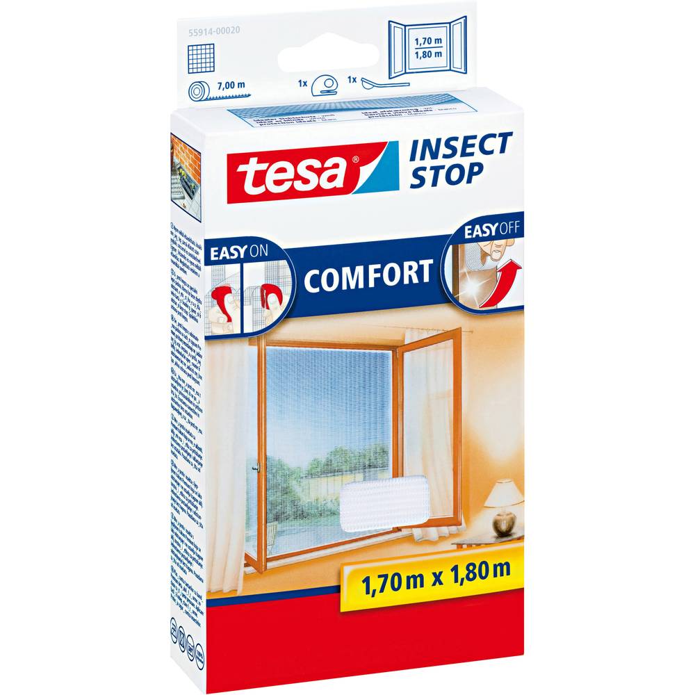 Síť proti hmyzu do oken tesa COMFORT, (š x v) 1800 mm x 1700 mm, bílá, 1 ks