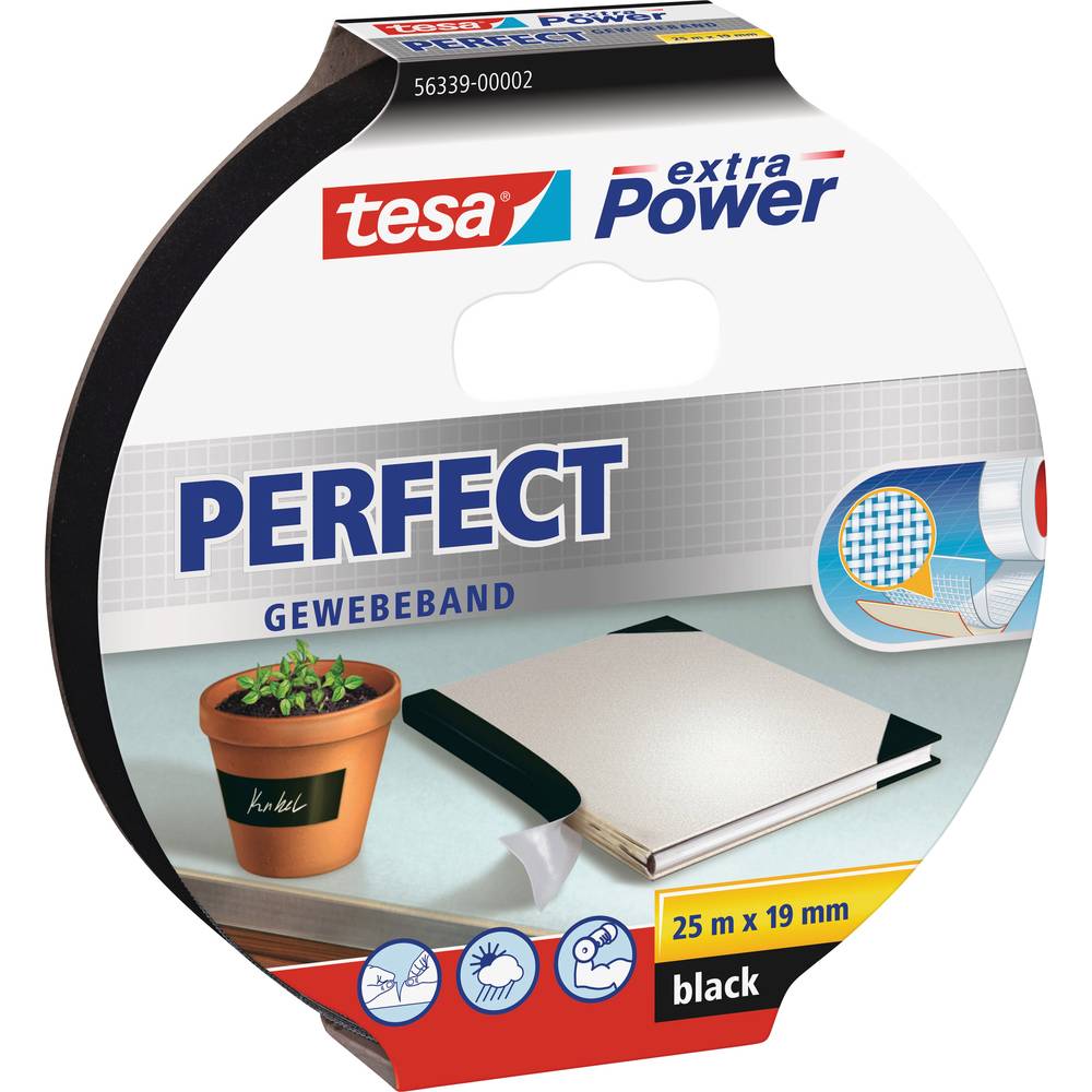 tesa PERFECT 56339-00002-01 páska se skelným vláknem tesa® Extra Power černá (d x š) 25 m x 19 mm 1 ks