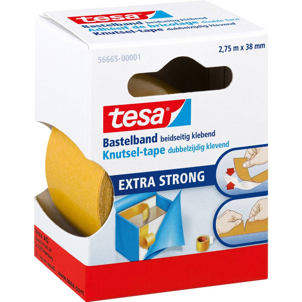 tesa EXTRA STRONG 56665-00001-01 oboustranná lepicí páska tesa® Bastelband transparentní (d x š) 2.75 m x 38 mm 1 ks