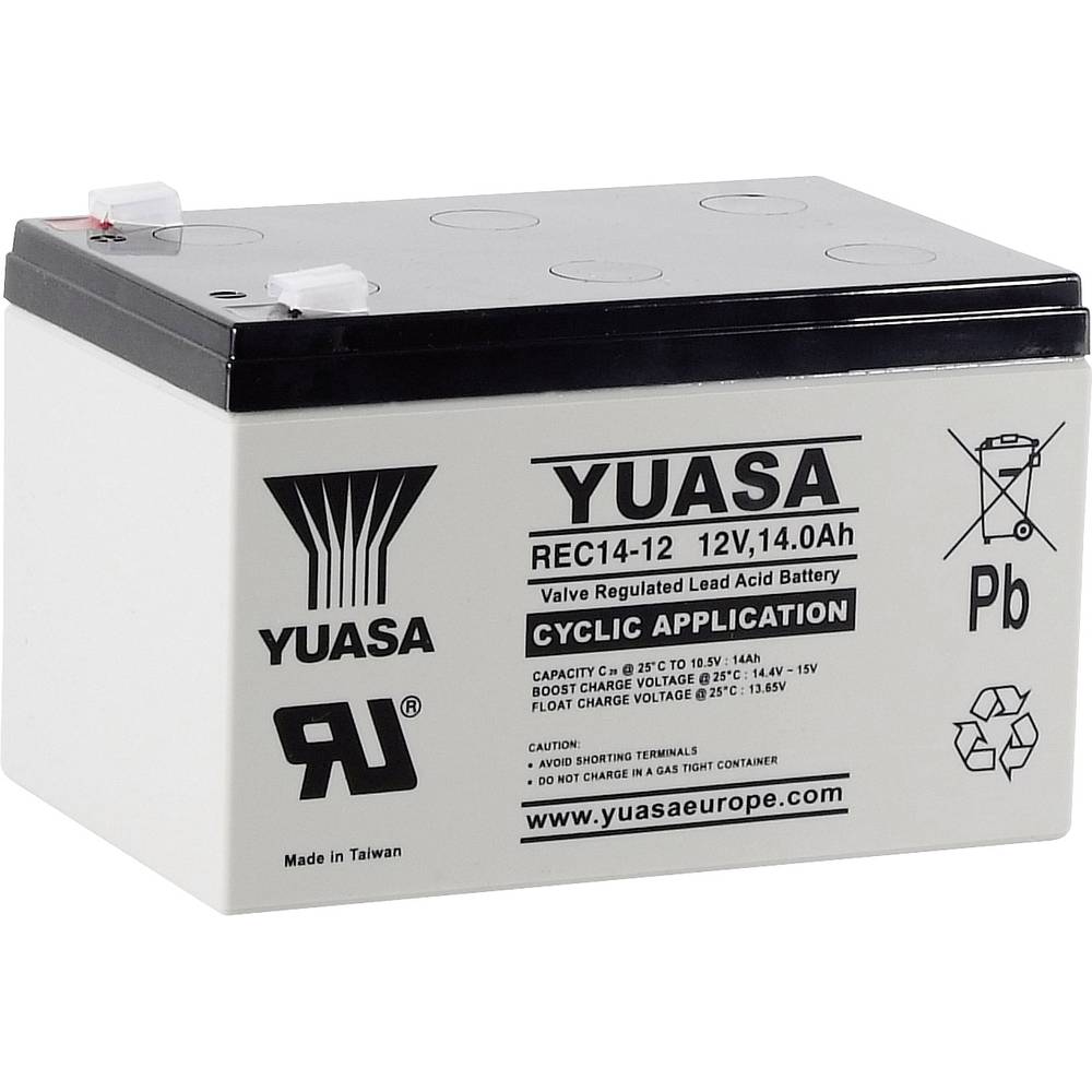 Yuasa REC14-12 YUAREC1412 olověný akumulátor 12 V 14 Ah olověný se skelným rounem (š x v x h) 151 x 97 x 98 mm plochý ko