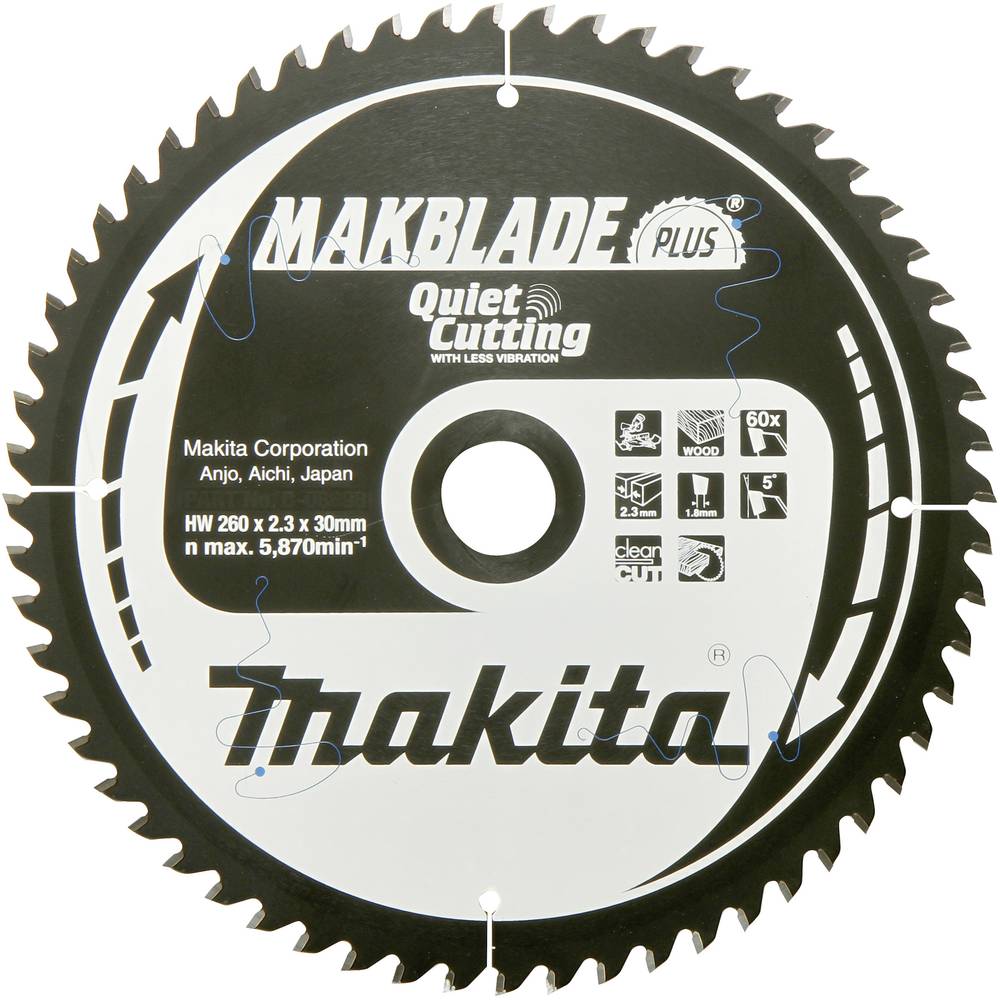Makita MAKBLADE B-32487 tvrdokovový pilový kotouč 260 x 30 x 1.8 mm Počet zubů (na palec): 40 1 ks