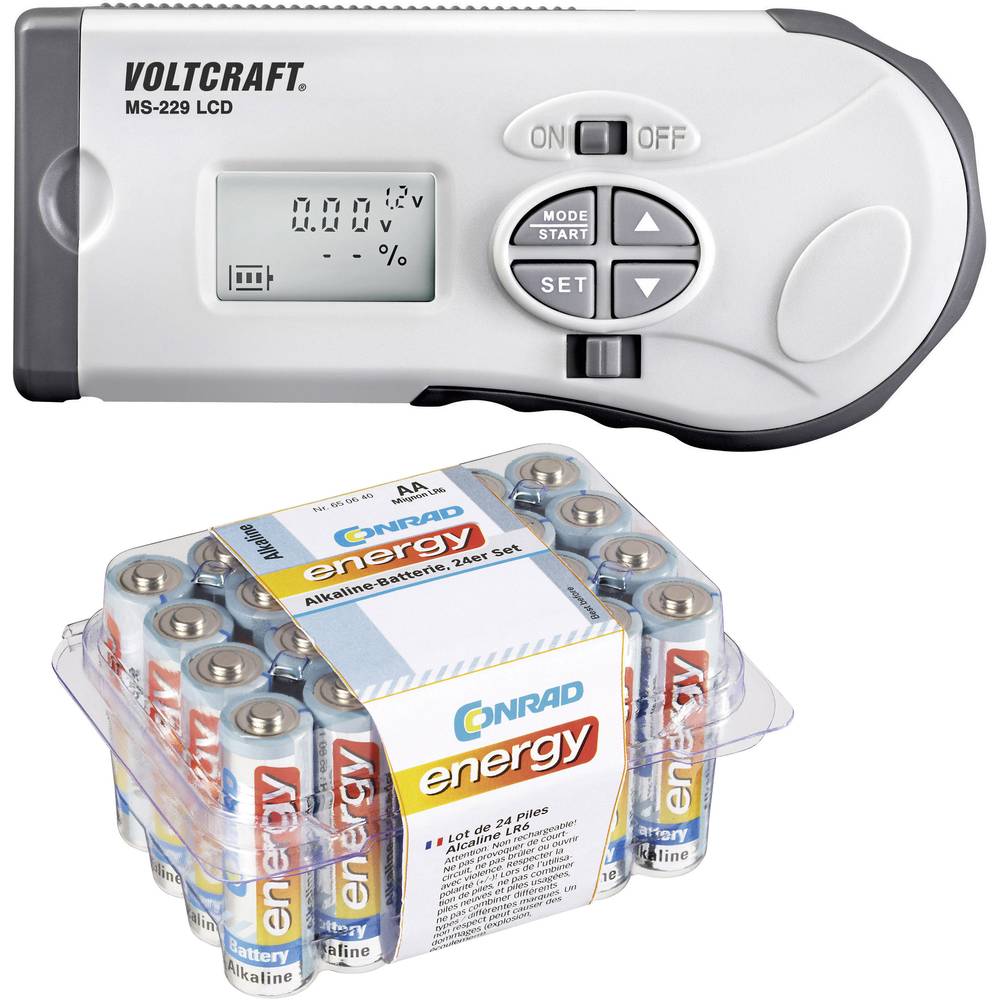 VOLTCRAFT zkoušečka baterií a akumulátorů MS-229 Rozsah měření (zkoušečka baterií) 1,2 V, 1,5 V, 3 V, 9 V, 12 V akumulát