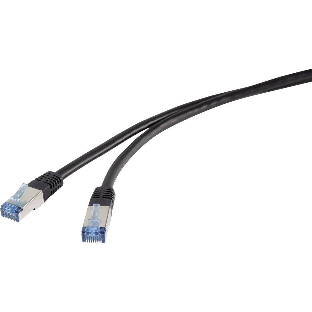 Renkforce RF-4673690 RJ45 síťové kabely, propojovací kabely CAT 6A S/FTP 5.00 m černá odolné proti UV záření 1 ks