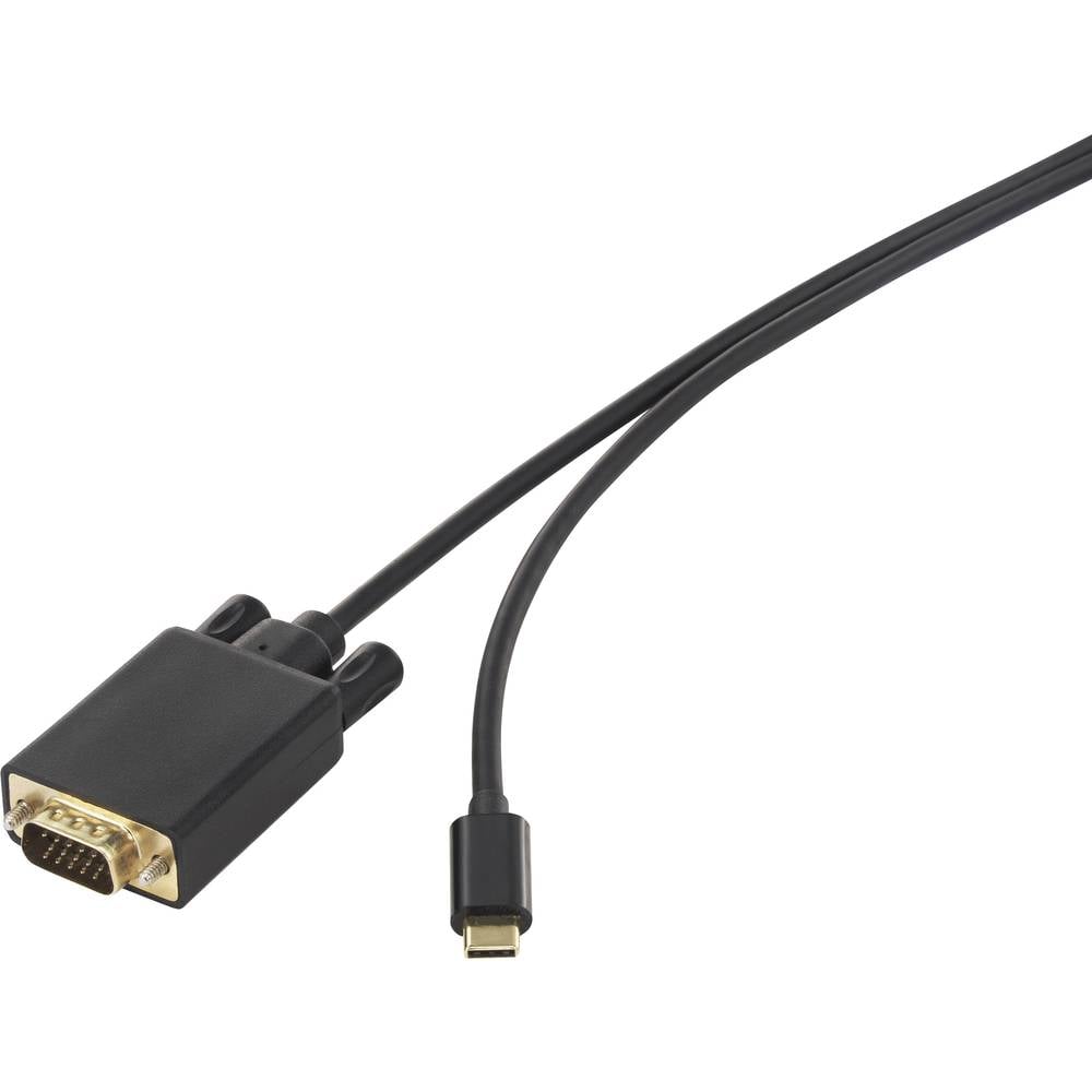 Renkforce USB-C® / VGA kabelový adaptér USB-C ® zástrčka, VGA pólové Zástrčka 0.50 m černá RF-3385696 Kabel pro displeje