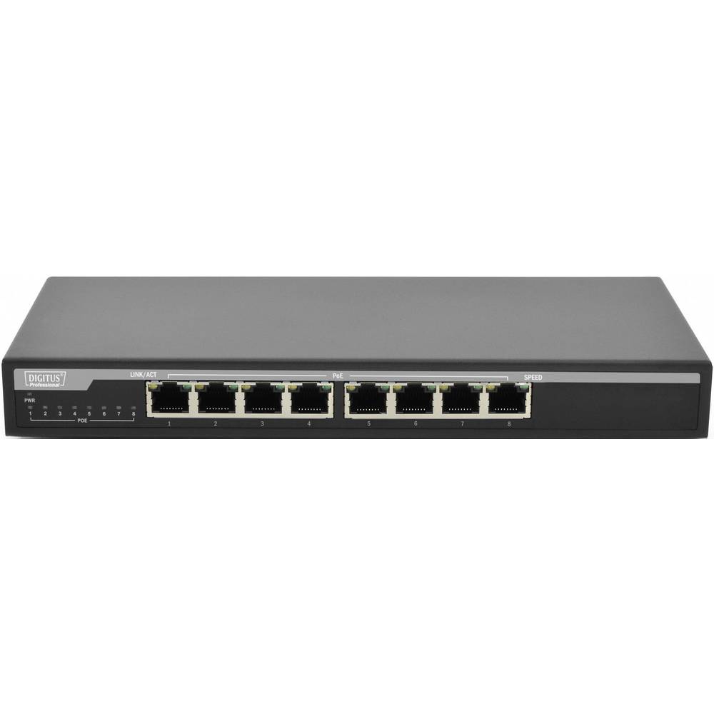 Digitus DN-95340 síťový switch, 8 portů, 1 GBit/s, funkce PoE