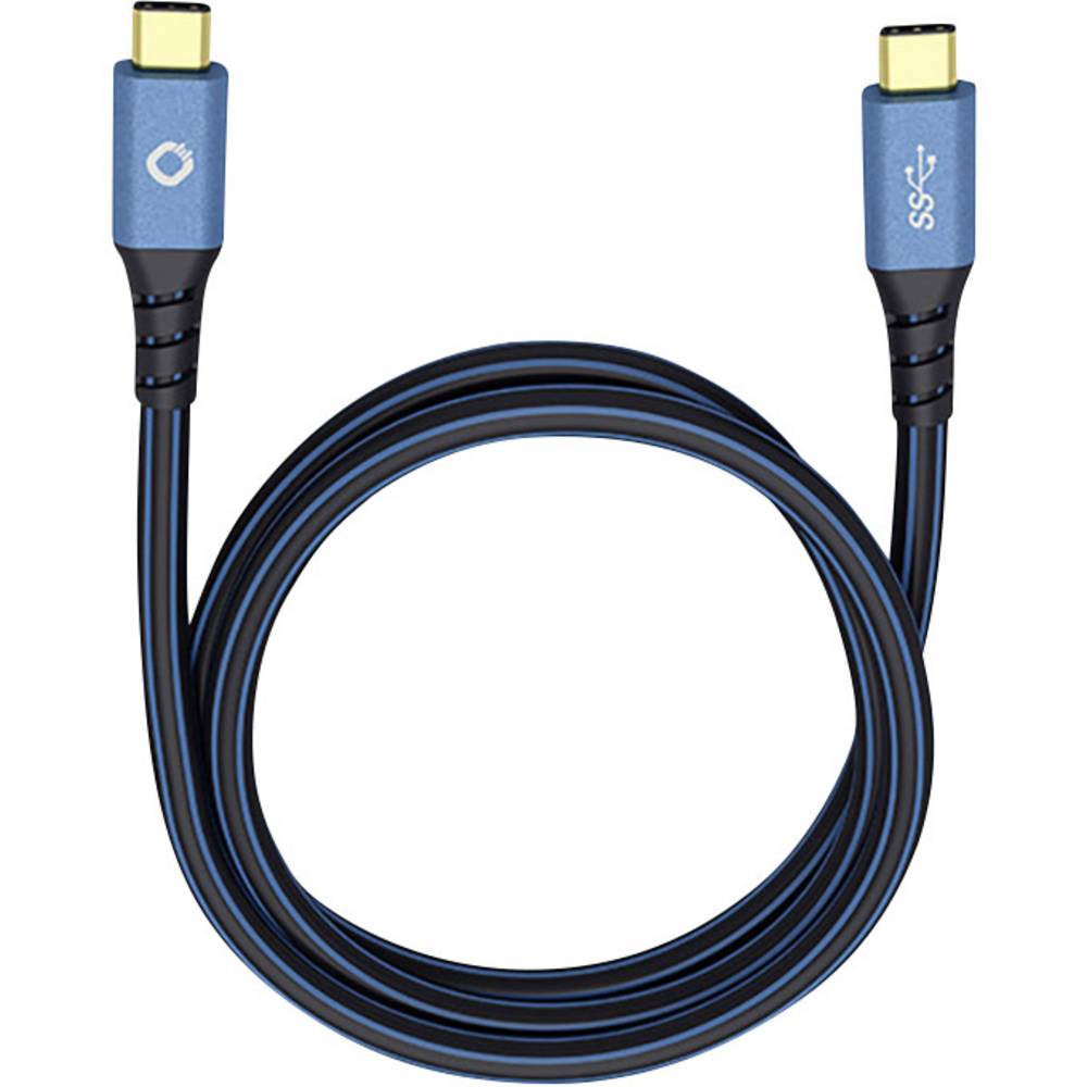 USB 3.0 [1x USB-C® zástrčka - 1x USB-C® zástrčka] 0.50 m modrá pozlacené kontakty Oehlbach USB Plus CC