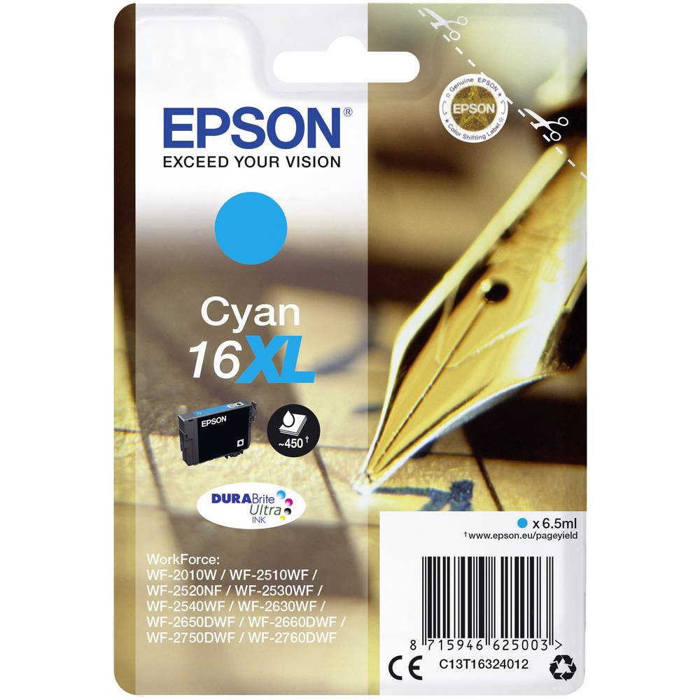Epson Ink T1632, 16XL originál azurová C13T16324012