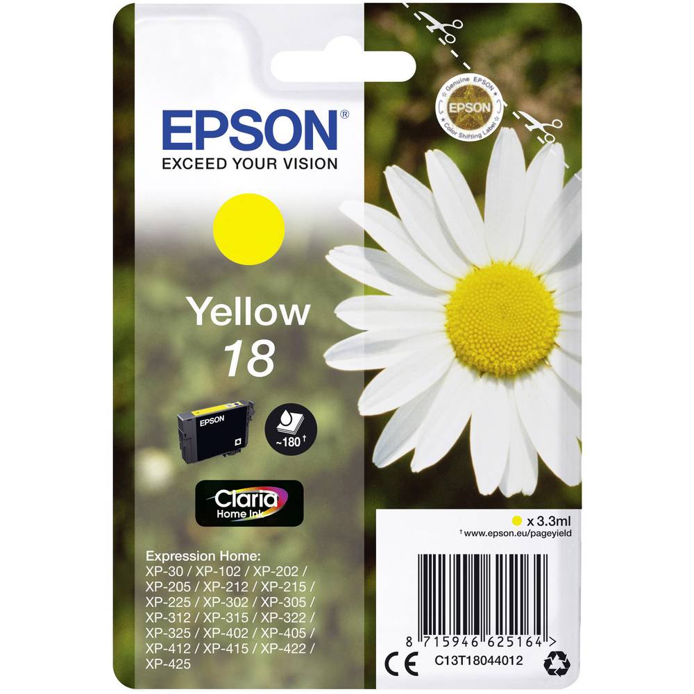 Epson Ink T1804, 18 originál žlutá C13T18044012