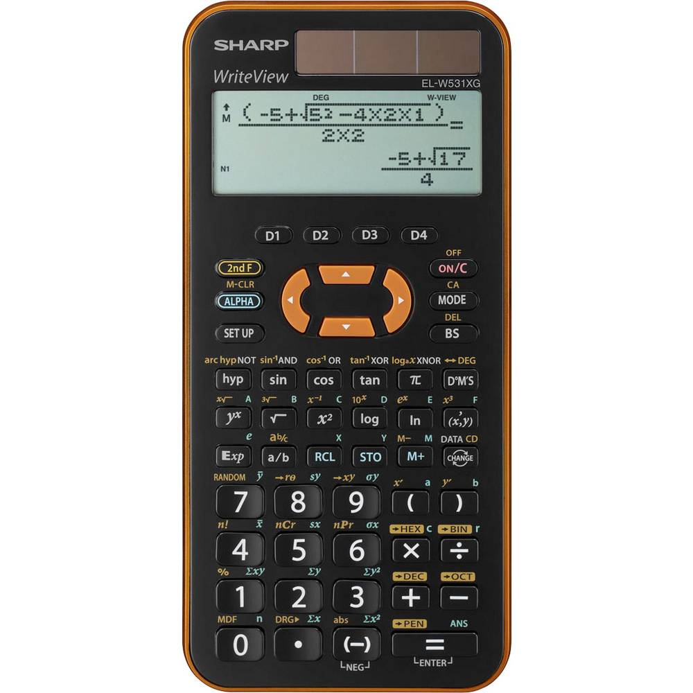 Sharp EL-W531 XG školní počítač oranžová Displej (počet míst): 12 solární napájení, na baterii (š x v x h) 79.6 x 15.5 x