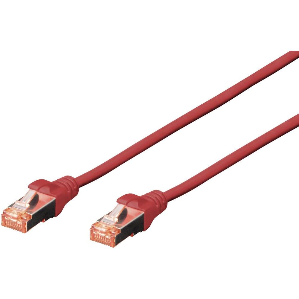 Digitus DK-1644-100/R RJ45 síťové kabely, propojovací kabely CAT 6 S/FTP 10.00 m červená bez halogenů, kroucené páry , s