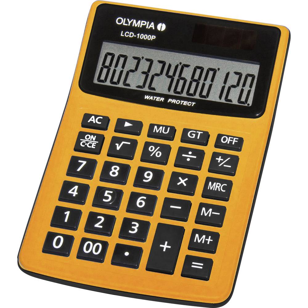 Olympia LCD 1000P stolní kalkulačka oranžová Displej (počet míst): 12 solární napájení, na baterii (š x v x h) 106 x 40