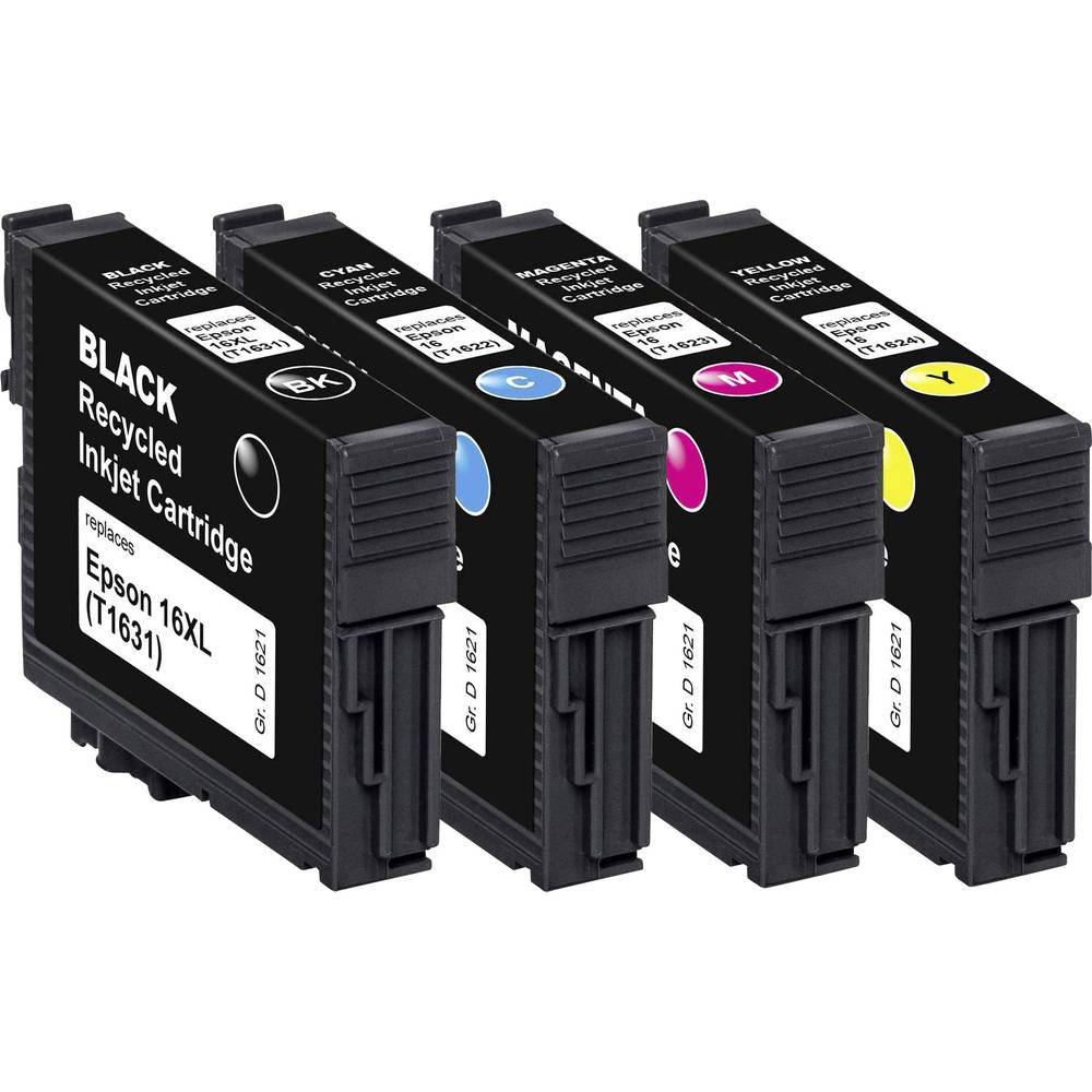 Basetech Ink náhradní Epson 16, T1626, T1621, T1622, T1623, T1624 kompatibilní kombinované balení černá, azurová, purppu