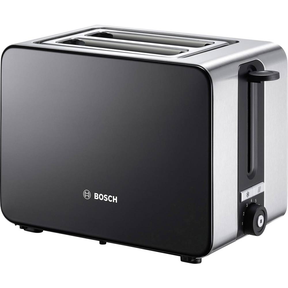 Bosch Haushalt TAT7203 topinkovač s vestavěnou funkcí ohřívání pečiva nerezová ocel, černá